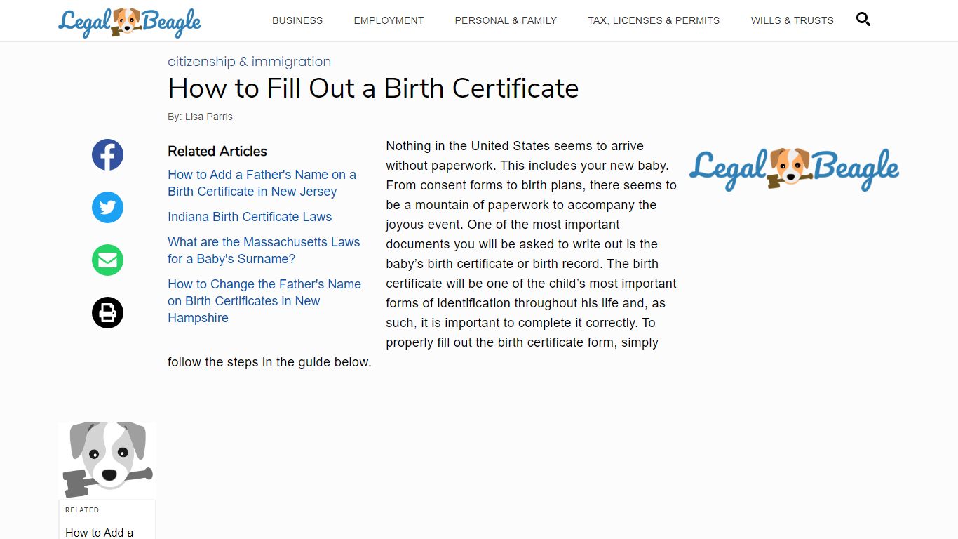 How to Fill Out a Birth Certificate | Legal Beagle